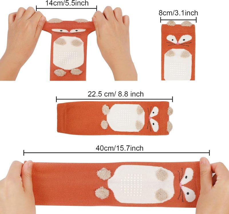 XEPST Pack of 3 Toddler Baby Leg Warmers, Cute Animal Pattern Long Legwarmers Knee Socks Baby Knee Protector Leg Sleeves Leggings for Baby Kids Toddlers Girls 0-3 Years, One Size (Fox) - Image 2
